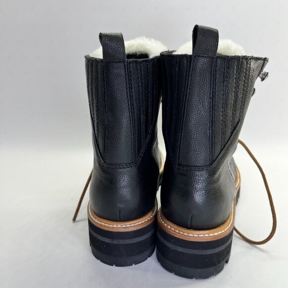 Marc Fisher LTD Izzie Shearling-Lined Leather Work Boots SIze 9.5 M Black - Picture 4 of 16